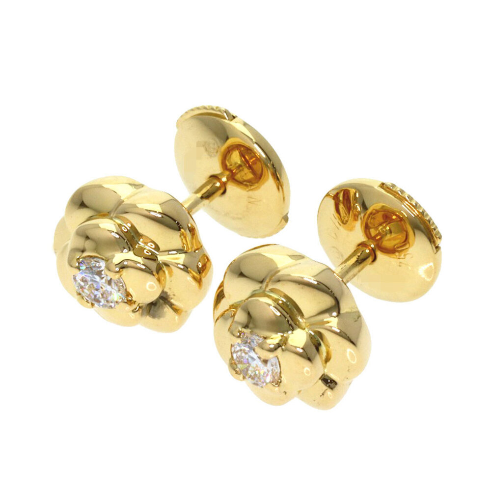Chanel Camellia Diamond Earrings, 18K Yellow Gold, Women's CHANEL